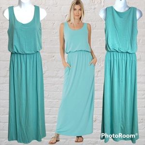 Zenana Blue Sleeveless Maxi Dress